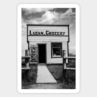 Black and White Photo of Vintage Ukranian Grocery Store Sticker